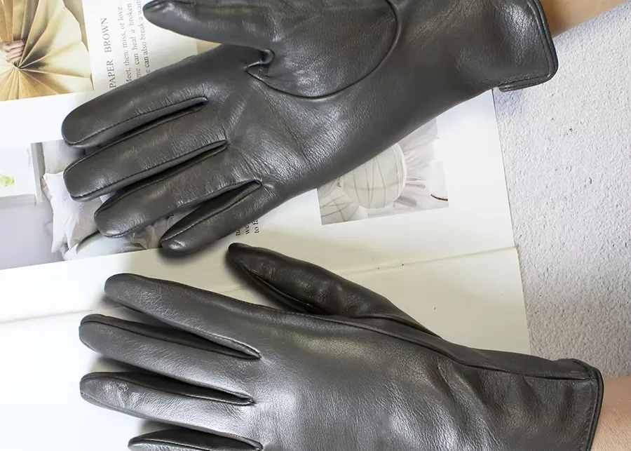 Color Sheepskin Leather Gloves Women's Straight Style Wool Lining Fall – best price online | Kadoo Click